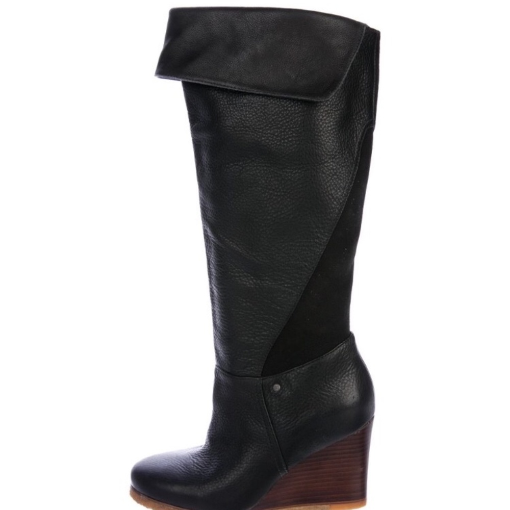 UGG Australia - Black Leather Knee-High Boots